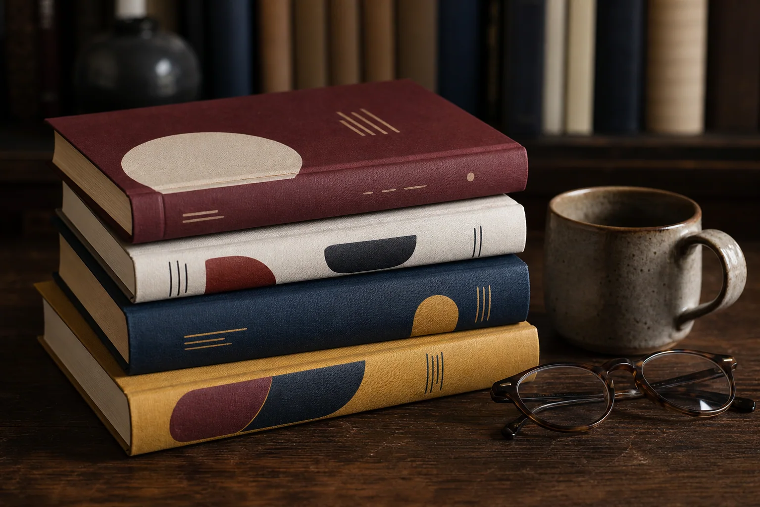 A stack of books selected by the shop staff